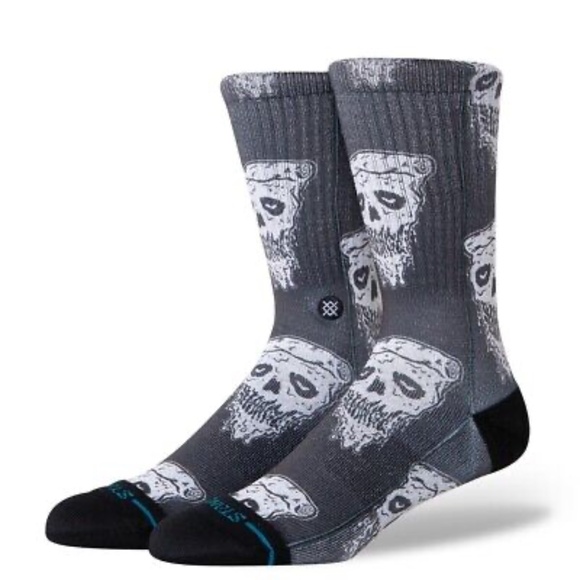 Stance Mens Pizza Face Black Crew Socks Size‎ 9-13 Large - Picture 7 of 9